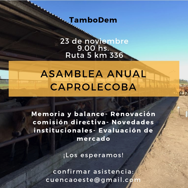 Invitación a la Asamblea general anual de CAPROLECOBA